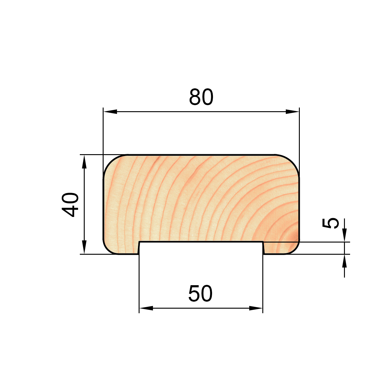 Поручень прямой 40х80х3000 мм - Image 2