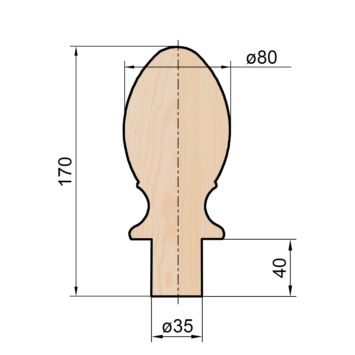 Шар с ножкой, диам. 80 мм, овал - Image 2